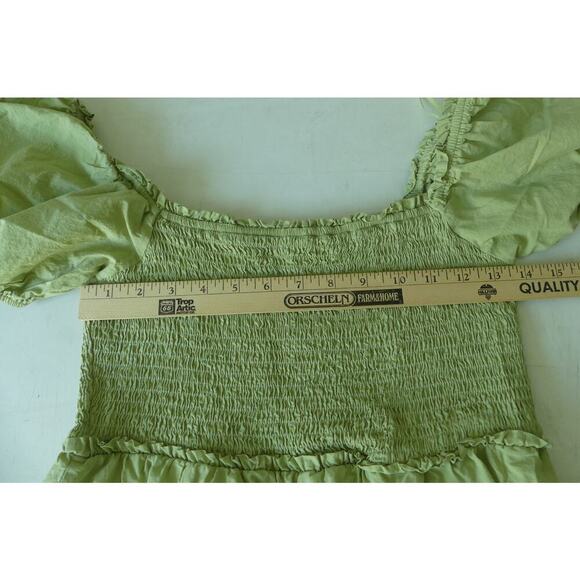 Le Lis Women’s M Green Smocked Mini Dress Cap Sleeve Milkmaid Peasant - Picture 8 of 8
